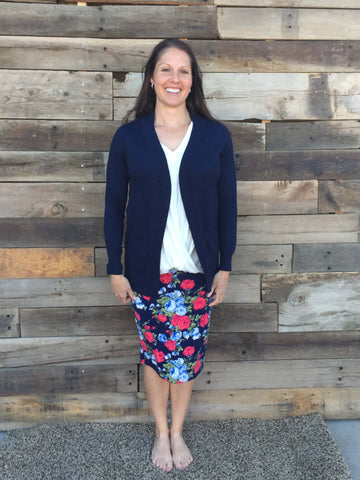 Navy Floral Pencil Skirt - Everyday Eden