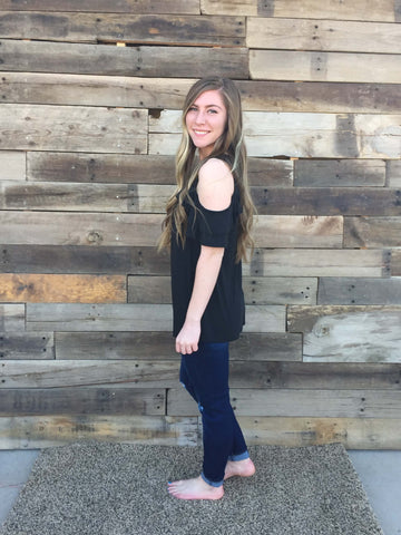 Cold Shoulder Ruffle Sleeve Blouse - Everyday Eden