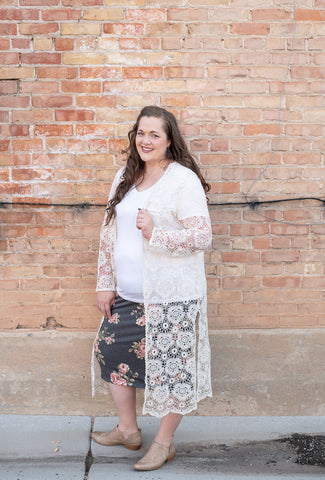 Grey Floral Pencil Skirt - Everyday Eden
