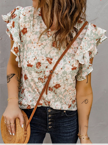 Green Floral Blouse