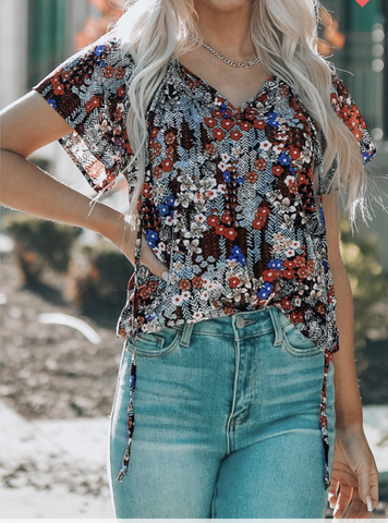 Red and Blue Floral