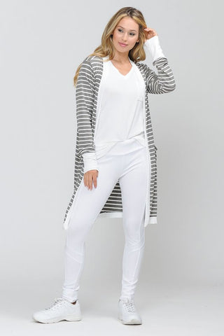 White Striped Bamboo Cardigan - Everyday Eden