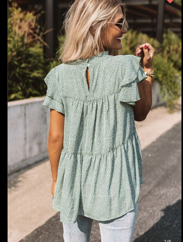 Green Print Blouse