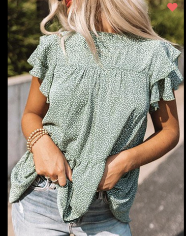 Green Print Blouse